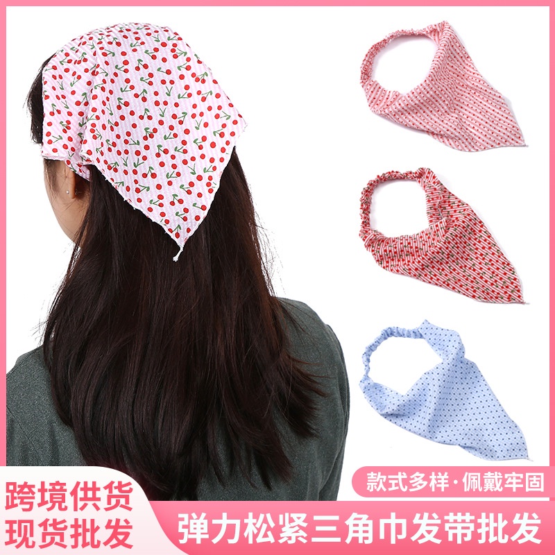 Bandana Shawl Elastis Triangular Scarf Hairband Headdress Hairband Ladies Anti-smoke Kitchen Triangular Turban Hair Accessories Hairband Pita Rambut