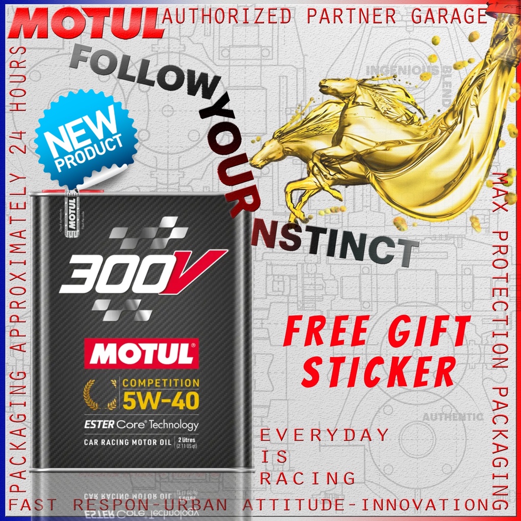 MOTUL 300V COMPETITION 5W40 2L OLI MOBIL RACING IMPORT KEMASAN KALENG