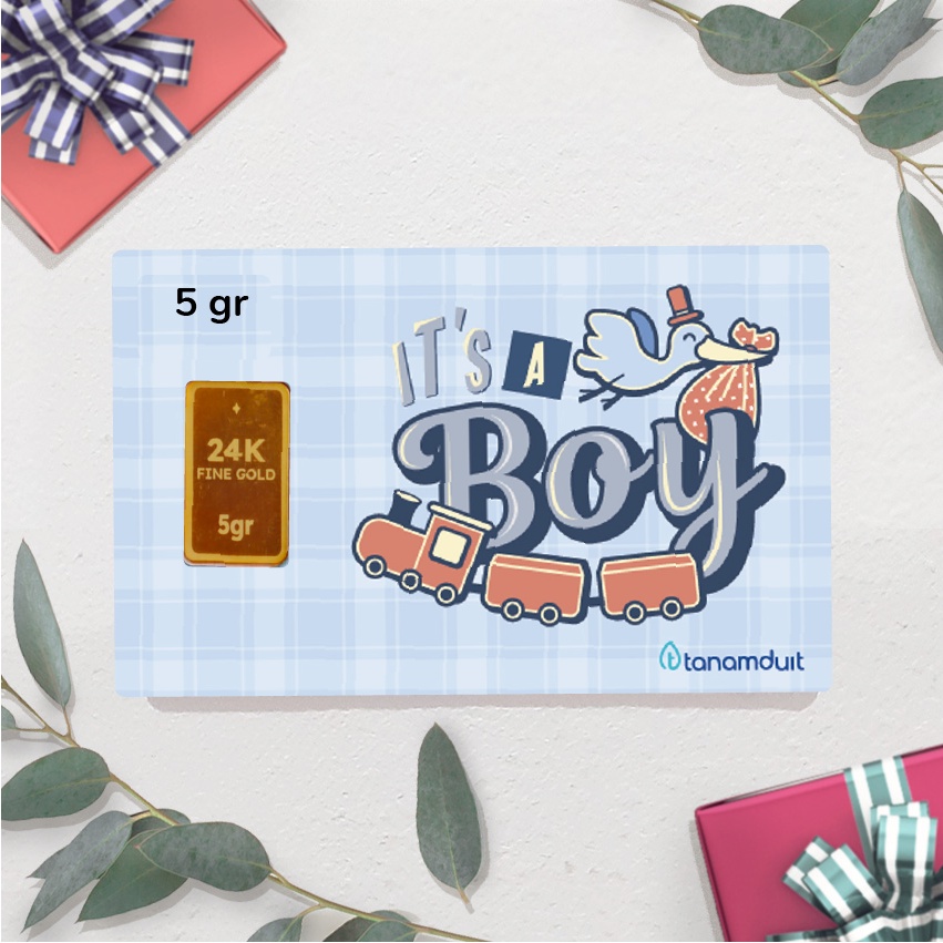 tanamduit Emas Logam Mulia Edisi Ucapan Baby Shower Boy & Girl [5 gram]