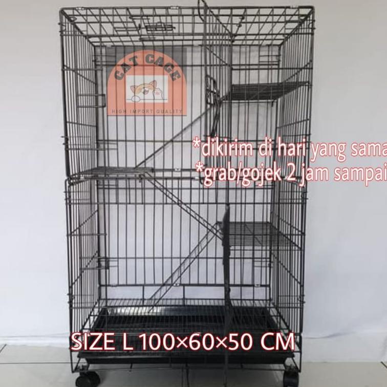 MURAH MERIAH KANDANG KUCING MURAH Tingkat 3 + Roda Size 100×60×45 CM