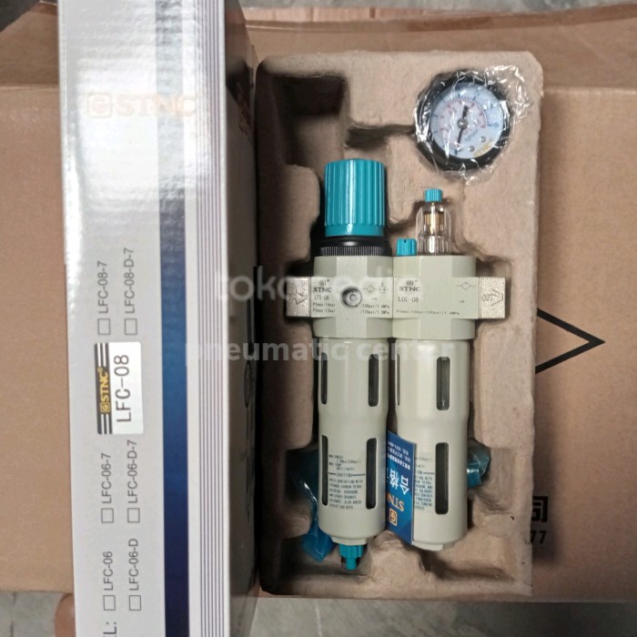 Terlaris Filter Regulator Lubricator Lfc-08 Stnc 16Bar Drat 1/4" (2 Tabung)