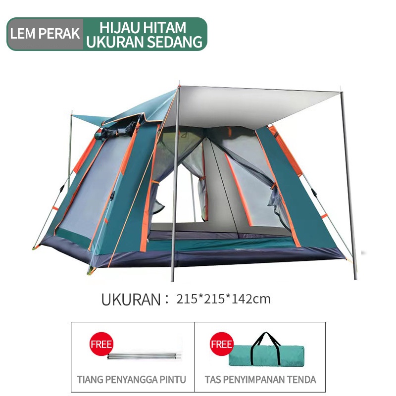 Tenda Camping Kemah Otomatis Kapasitas 4-6 Orang Lipat Portable Waterproof Anti Air Outdoor Indoor Tenda