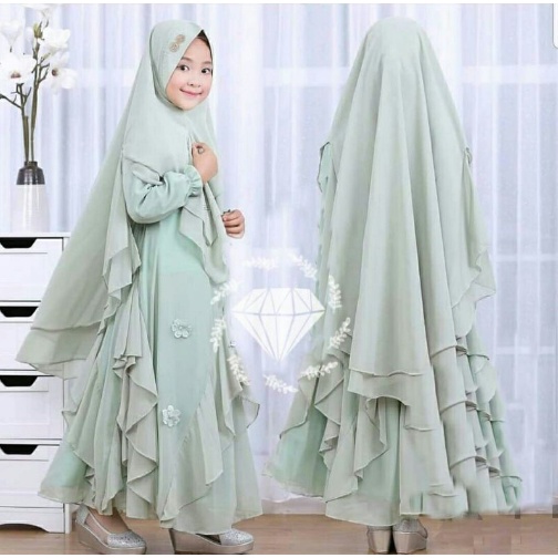 Gamis Anak Syari Kayla Terbaru 2023 Model Kekinian Pesta Kondangan mewah Usia 6-8 tahun Bhn Wolfis S