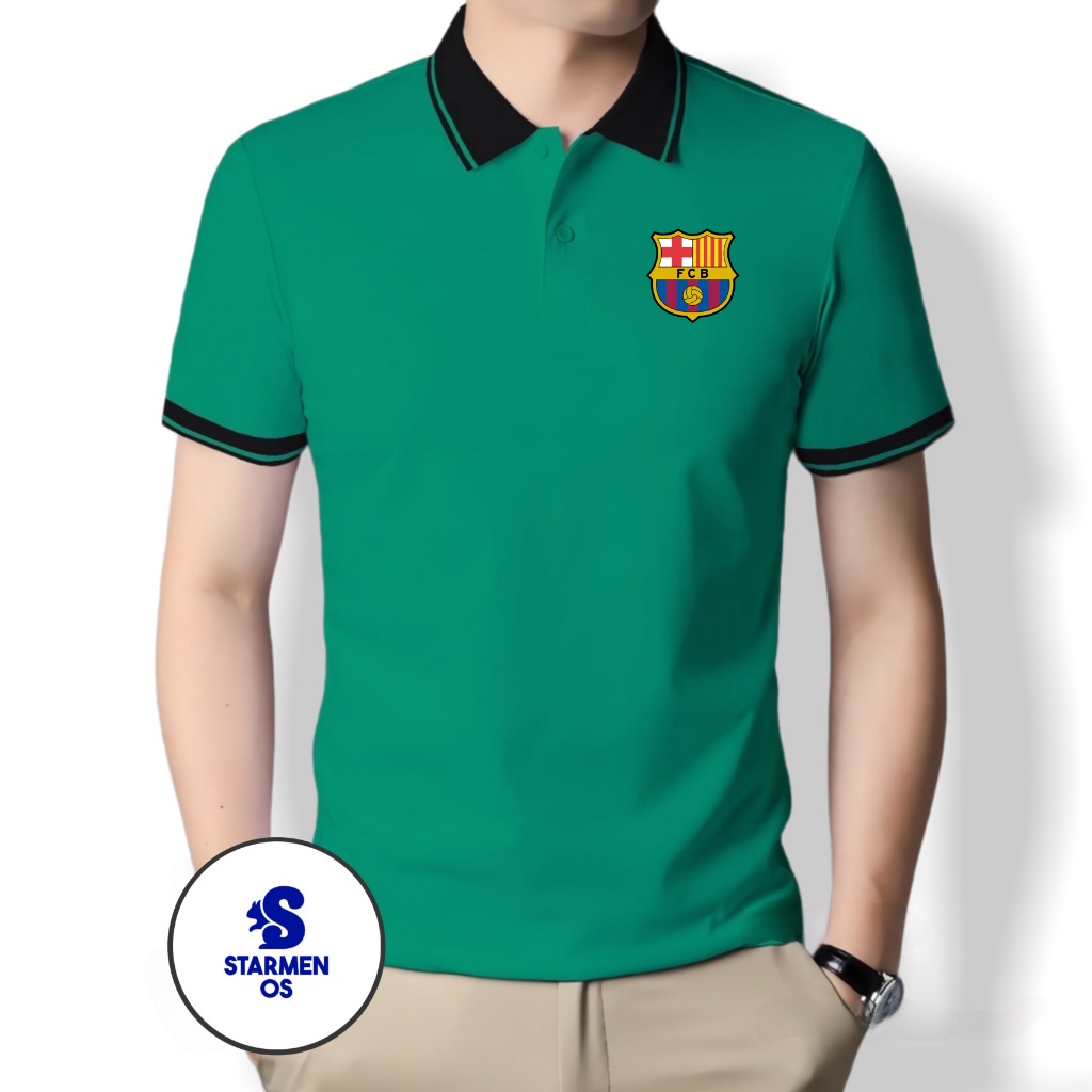 Kaos Wangki Polo Atasan Tshirt Pria Kerah Wangki Big List LOGO BARCELONA