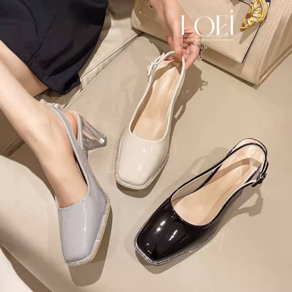 Sepatu Hak Tahu Heels Kaca Korean Style Sepatu Kerja Wanita 712 Ootd Kekinian Terlaris