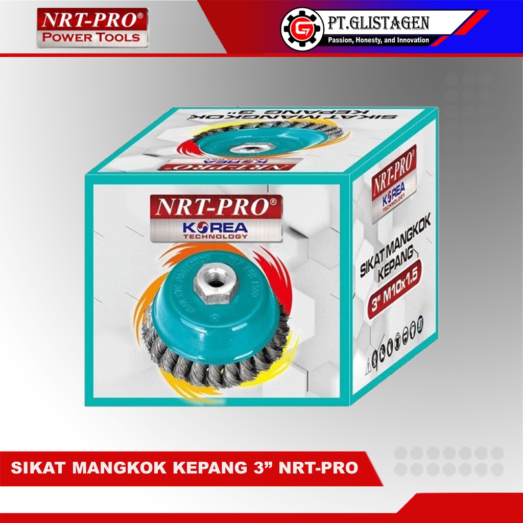 NRT-PRO Sikat Kawat Mangkok 3" inch Kepang Cup Brush Gerinda Tangan