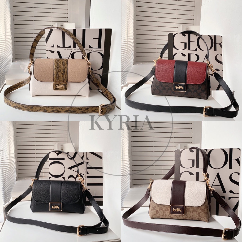 TAS SELEMPANG WANITA CH GRACE 26 FASHION ONE FLAP TOWER BUCKLE CROSSBODY BAG HANDBAG