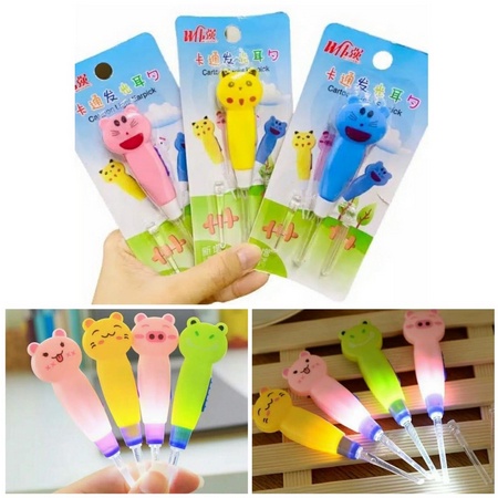 ONLYONE12 Alat Pembersih Telinga Anak Bayi Dengan Lampu LED / Korek Kuping LED Karakter 5in1 / Earpick LED Karakter Cartoon / Korek Kuping Senter