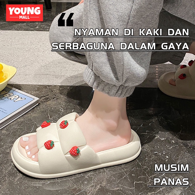 Sendal jelly wanita kekinian Sepatu sandal wanita karet korean import terbaru 2023 Sandal slop wanita rumah empuk anti slip elastic EVA