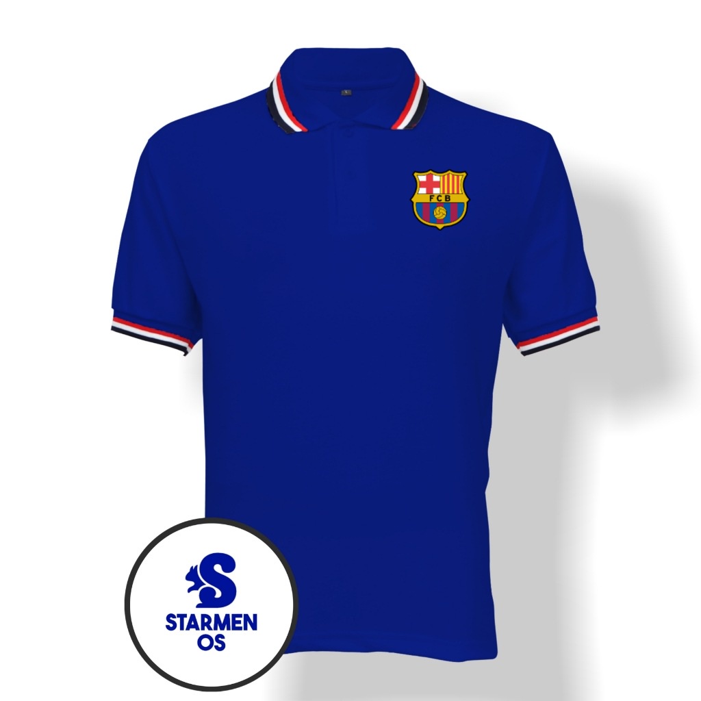 Kaos Wangki Polo T-Shirt Pria Kerah 3 List Logo BARCELONA FCB