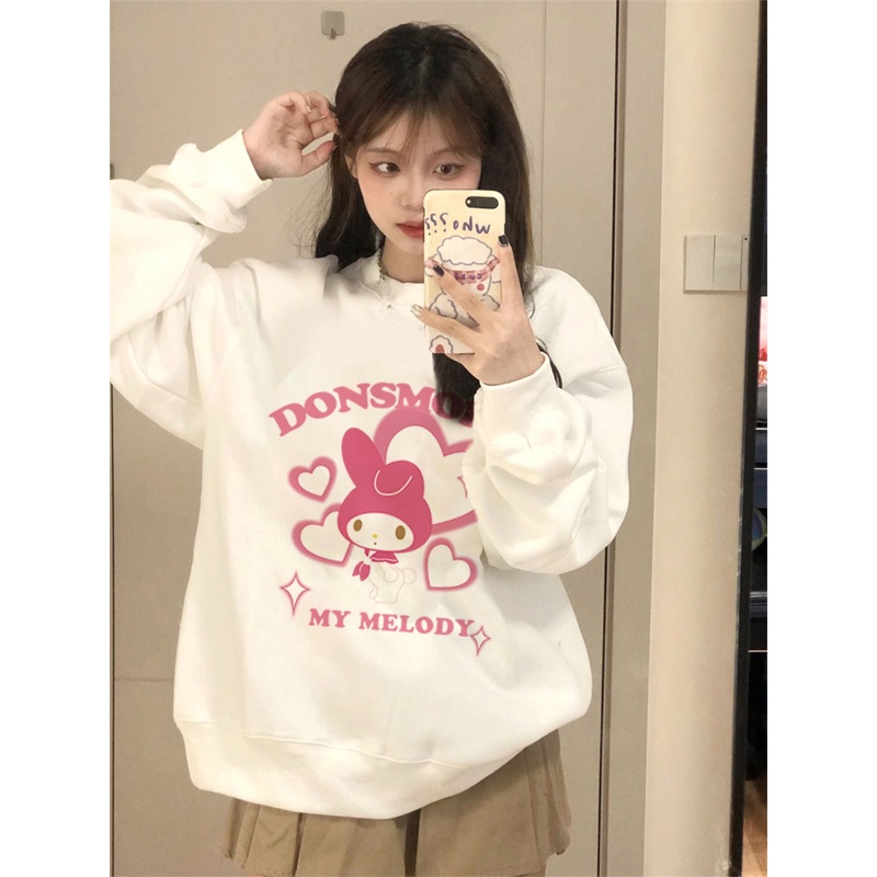 Sweater Oversize Pink Cartoon Unisex Sweater Oversize Korean Style