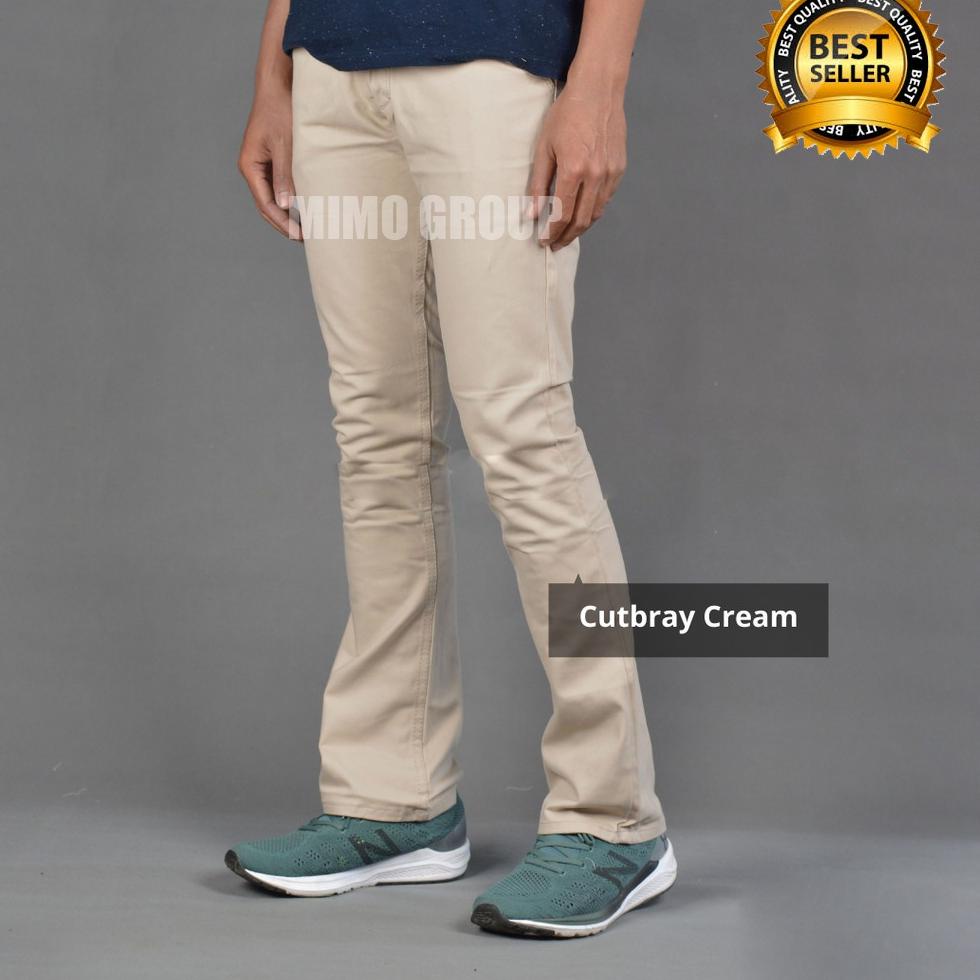 CHEKOUT Celana Cino Pria Cutbray Panjang Bahan Katun Twill Import Size 27/38 Jumbo Calana Panjang Co