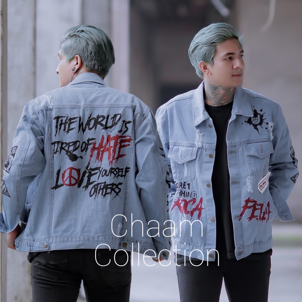 Best Seller Jaket Jeans Graffiti Blitz|Jaket Denim Sahara Grafitti|Jaket Denim Printing