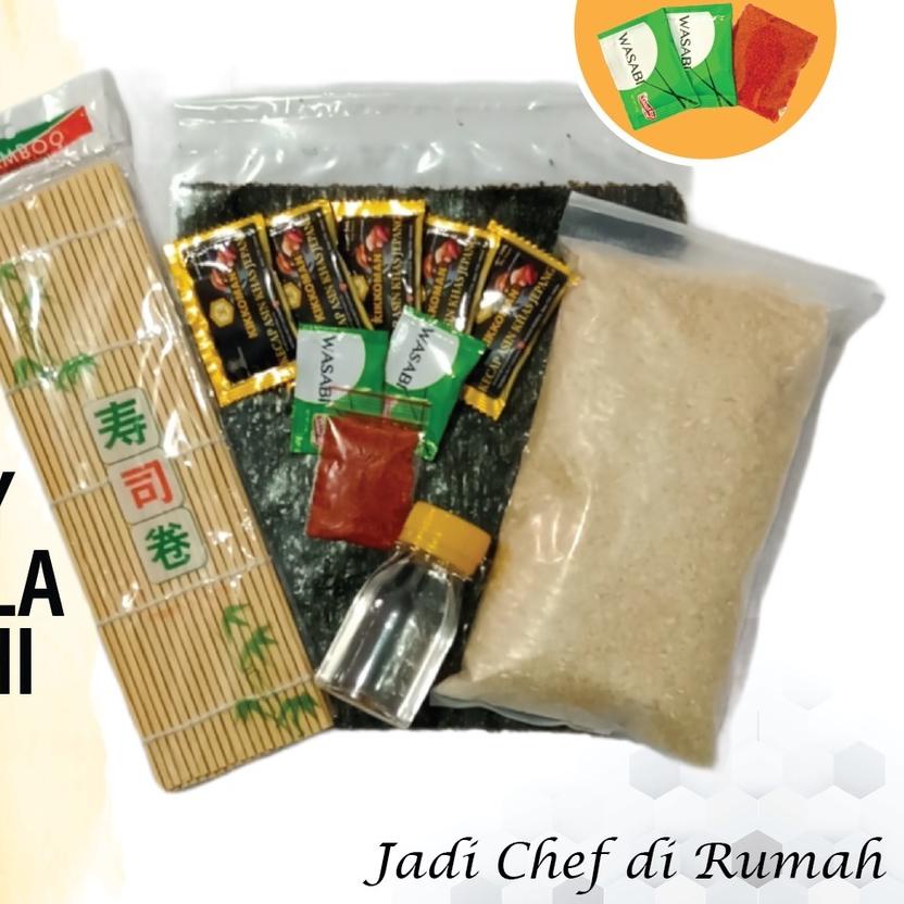 

⅍ PAKET BAHAN SUSHI LENGKAP 10 Porsi Halal │ Beras Japonica, Nori, Bambu Mat, Shoyu, Sushi Seasoning ✲