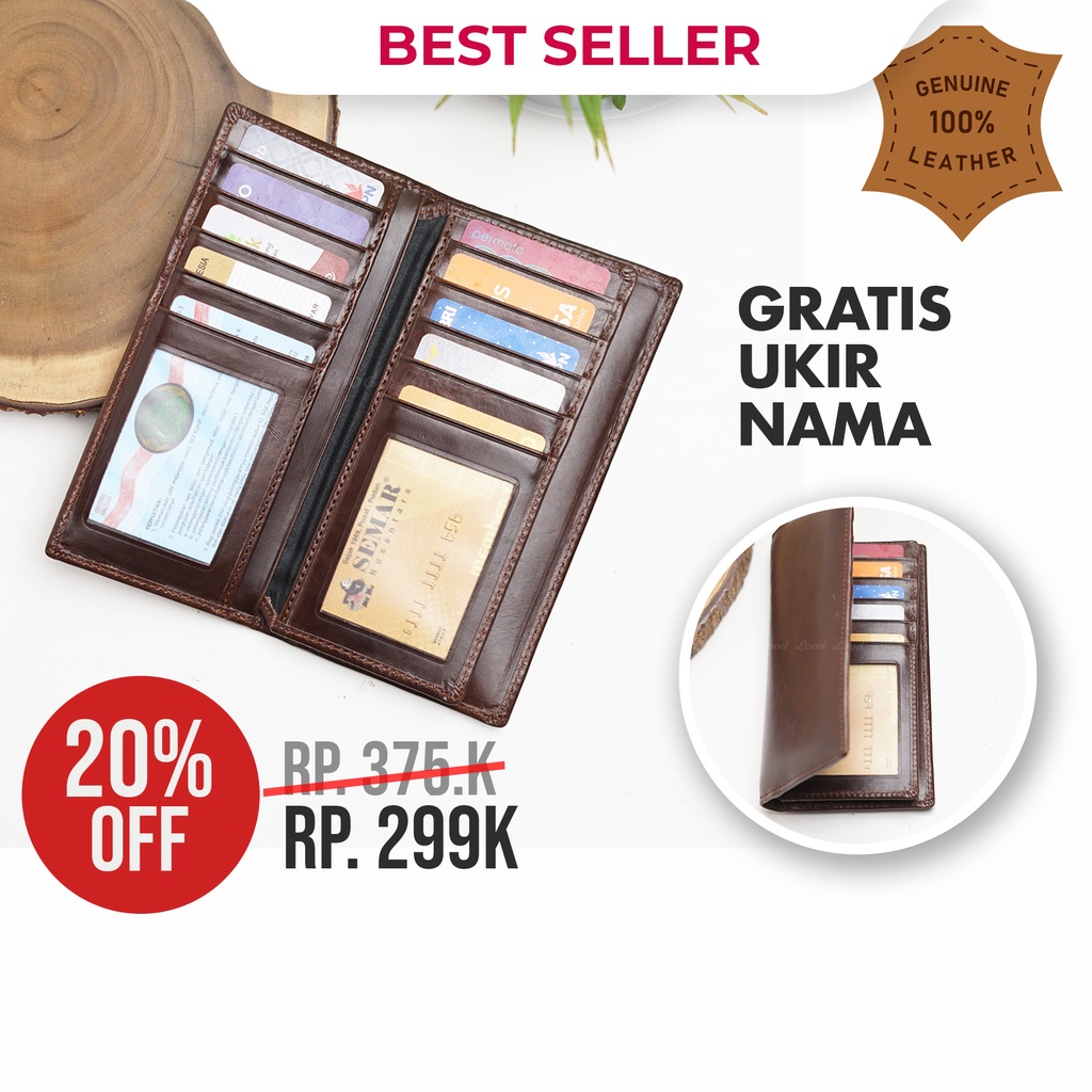 DOMPET KULIT PANJANG PRIA WANITA ASLI ORIGINAL 100% UNISEX SOWA WALLET - GRATIS UKIR NAMA