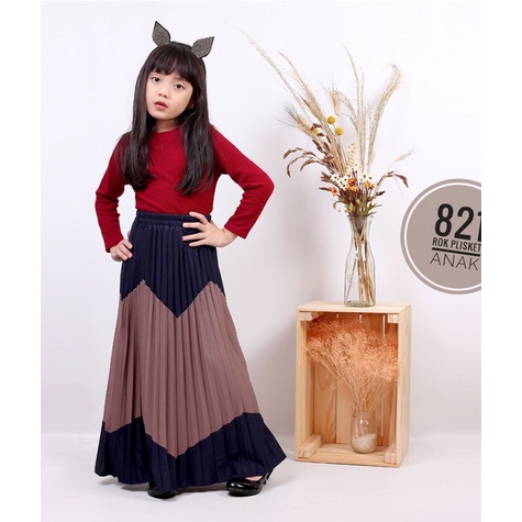 ROK PLISKET ANAK KOMBINASI 821 PRISKET ANAK PANJANG PLEATED SKIRT FLARE SKIRT MAYUNG FLOWY REMPEL