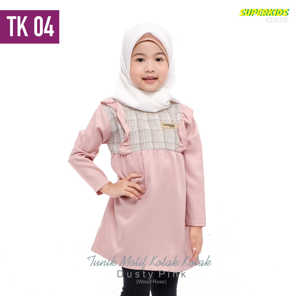 Baju Muslim Anak Perempuan Kotak-Kotak SUPERKIDSCLOTH 1-10 Tahun