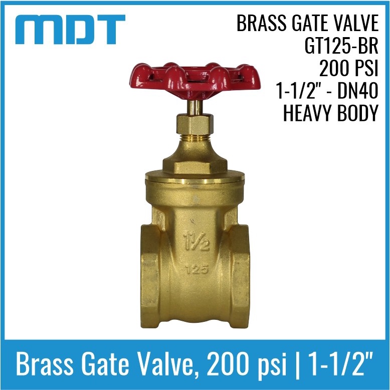 MDT | GT125-BR | Gate Valve, Brass, 1-1/2"