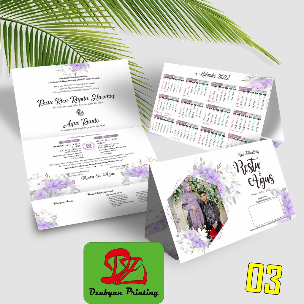 UNDANGAN PERNIKAHAN LIPAT 3 TEMA KALENDER 2025  tanpa minimal order*,  bonus plastik OPP & peta  , Murah, Proses Cepat, Tebal,-1