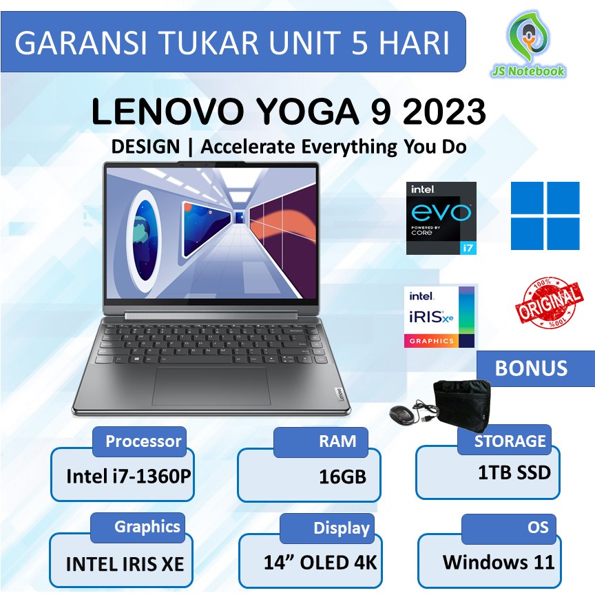 LENOVO YOGA 9i OLED 2023 i7 1360P 16GB 1TB SSD WIN11 14" 4K TOUCH 2in1