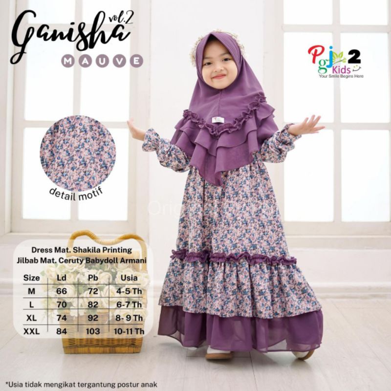 GANISHA SYARI vol.2 free jilbab ORI PGJ KIDS | Dress+jilbab Anak