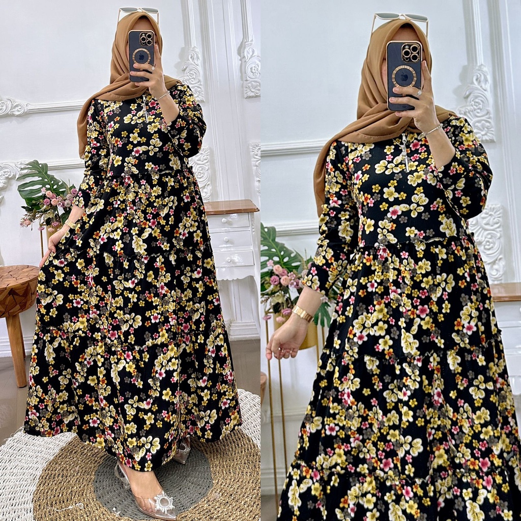 GAMIS BUNGA SAKURA BAHAN VOXY PREMIUM BAWAH RAMPLE