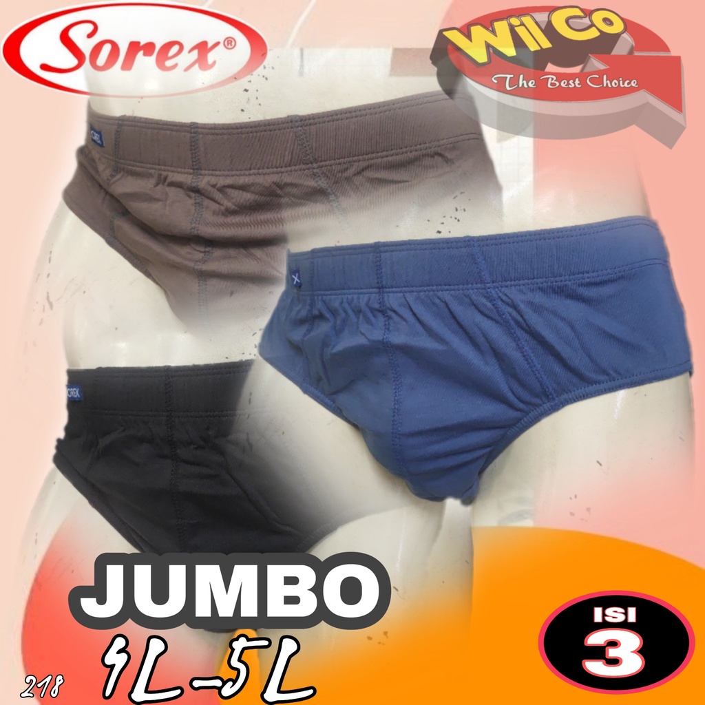 K218T - (DIJUAL PER 1 BOX ISI 3 Pcs) CELANA DALAM PRIA JUMBO IMPORT SOREX SIZE 2XL - 4XL