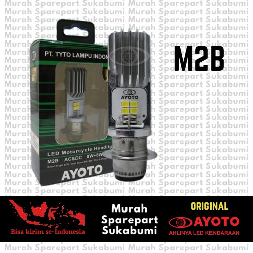 Lampu LED Motor H6 Hi-Lo 8W+8W AC DC AYOTO M2B BEBEK DAN MATIC - Putih/Putih