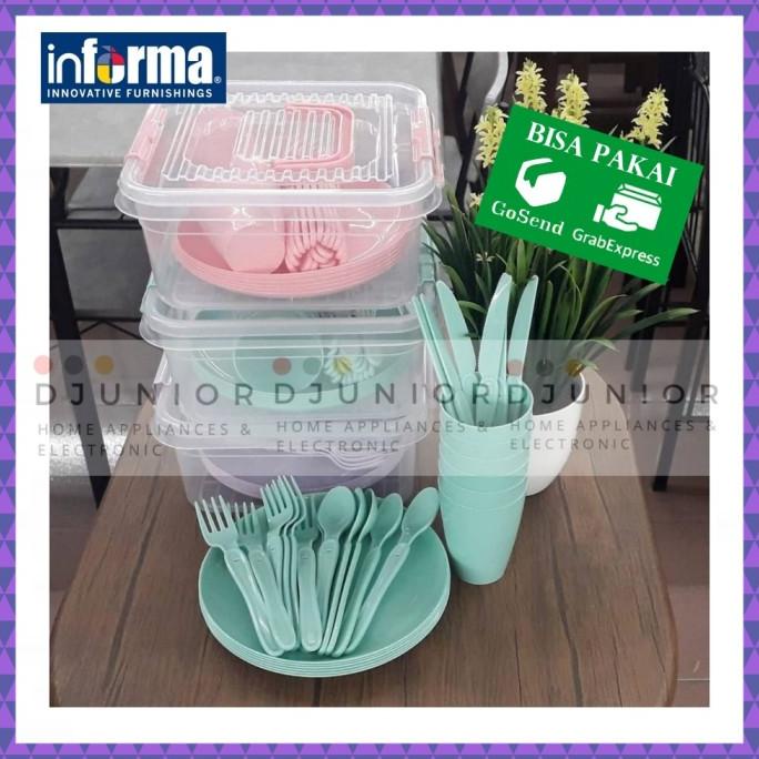 INFORMA - PIKNIK SET PERALATAN MAKAN / PIRING SET PLASTIK TEMPAT MAKAN