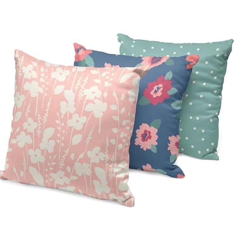 COVER SARUNG Bantal Sofa 40x40 cm dan Table Runner Taplak Meja 180x33 cm Print Motif Sonia Series - Pusat Kado Murah