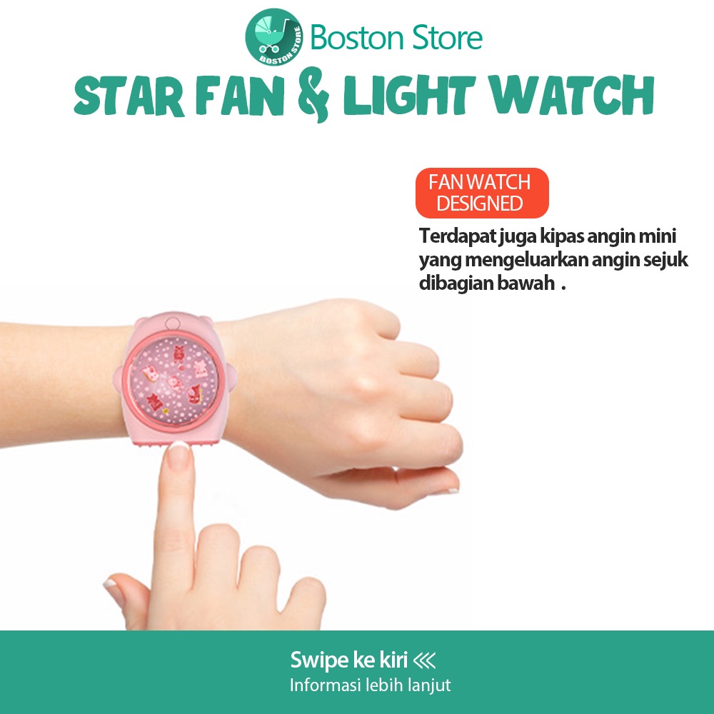 Bostonstore Kipas Angin Portable Gelang Fan Projector Listrik Kipas Mini Anak Anak / Kipas Angin Mini Bentuk Jam Tangan Portable/ Kipas Angin Tangan / Kipas Angin Tangan Portable / Kipas Angin Tangan Mini / Kipas Angin Tangan Karakter / Kipas Angin