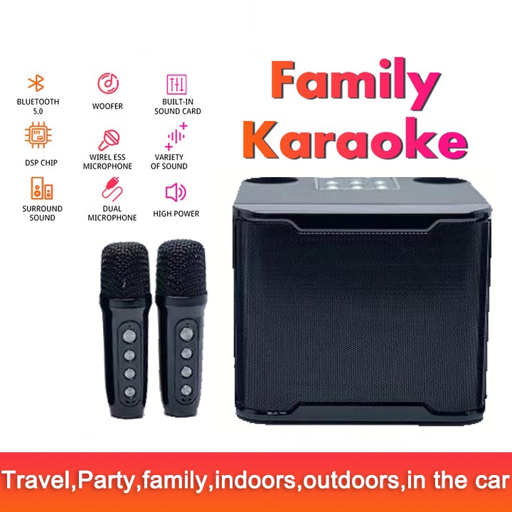 karaoke speaker bluetooth portable bluetooth speaker With 2 wireless mic