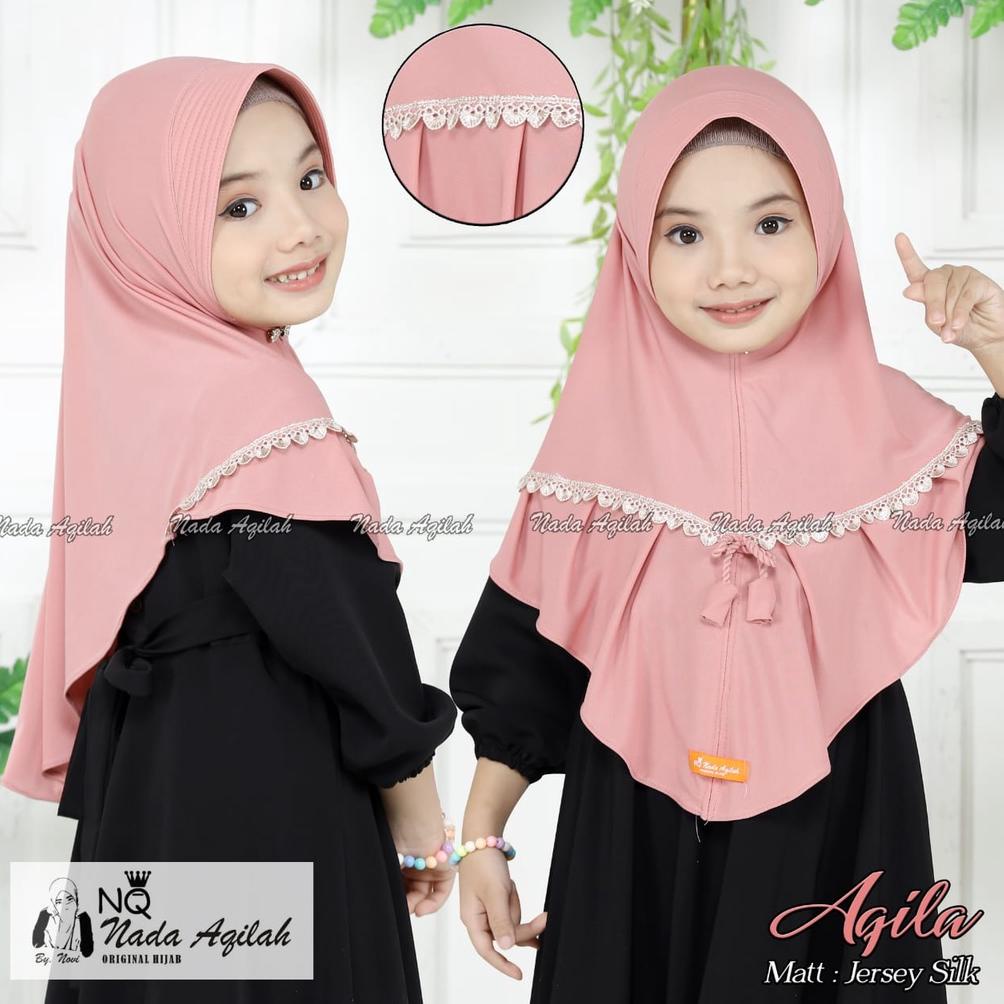 Hijab Jilbab Bergo Instan Anak Perempuan SD TK Renda Aqila Original By NQ Hijab Premium FRZ