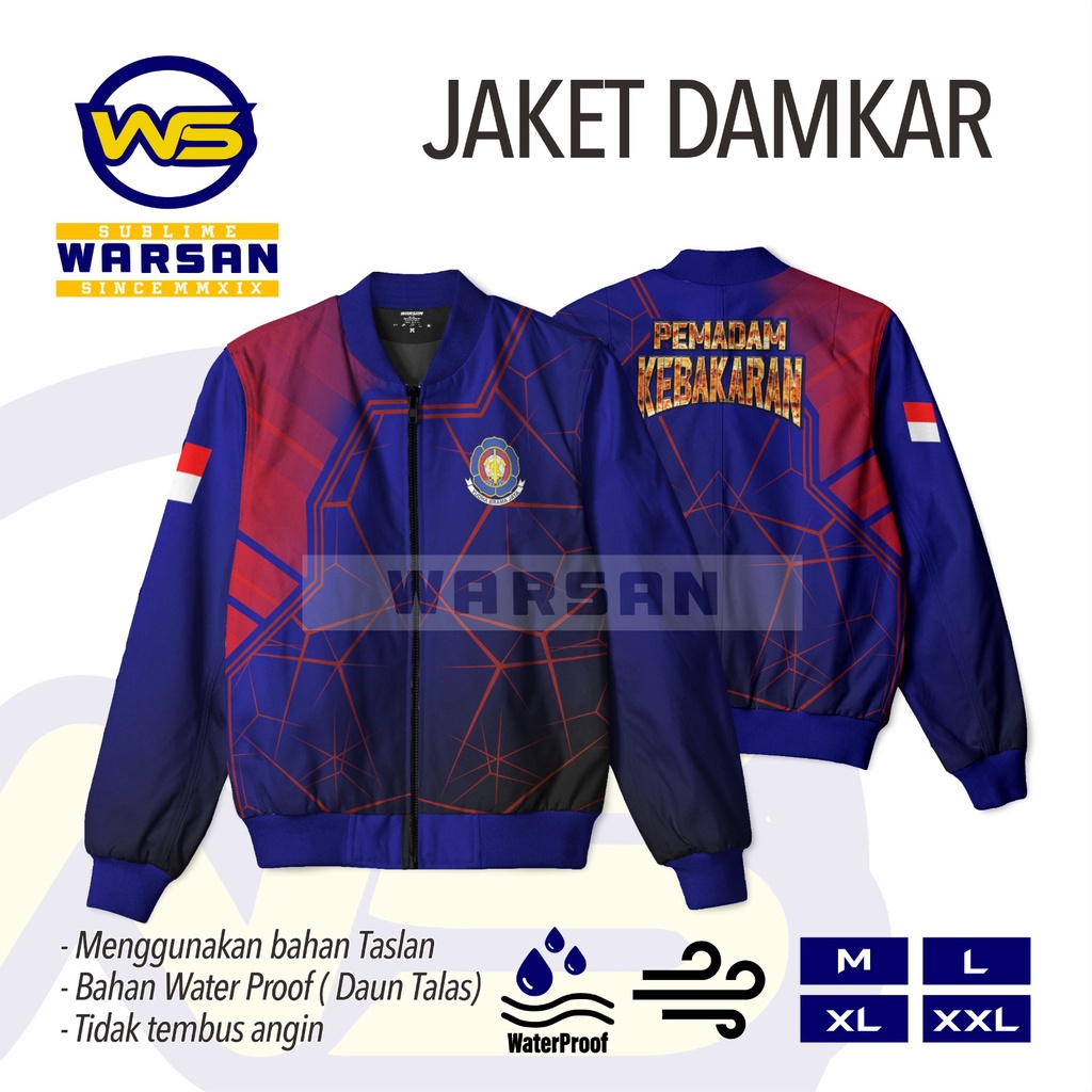 Jaket Pemadam Kebakaran / Jaket Bomber Damkar / Jaket Crew Pemadam / Jaket Bomber Fullprint Damkar