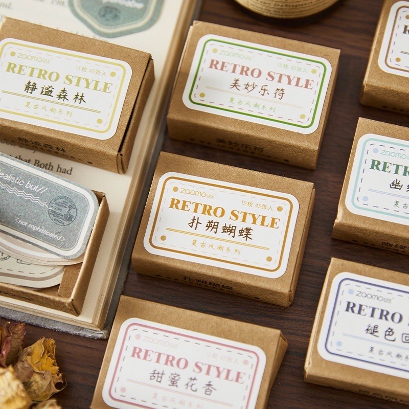 

45 Lembar Vintage Sticker Pack Note Memo Retro Aesthetic Deco Journal