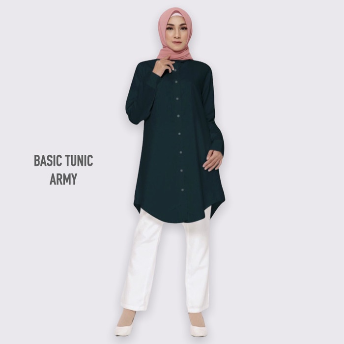 Tunik Basic Tunic Lengan Panjang Army N9V3 Berkualitas Elegant Jumbo Adem Baju Casual Basic Viral 20