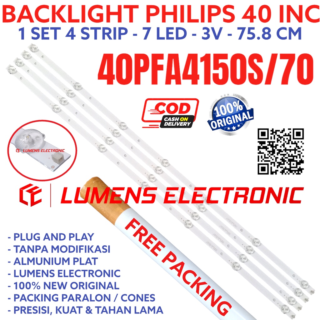 BACKLIGHT TV LED PHILIPS 40 INC 40PFA4150 40PFA4150S 40PFA4150S/70 LAMPU BL 7K 3V 7LED 7 KANCING 40P