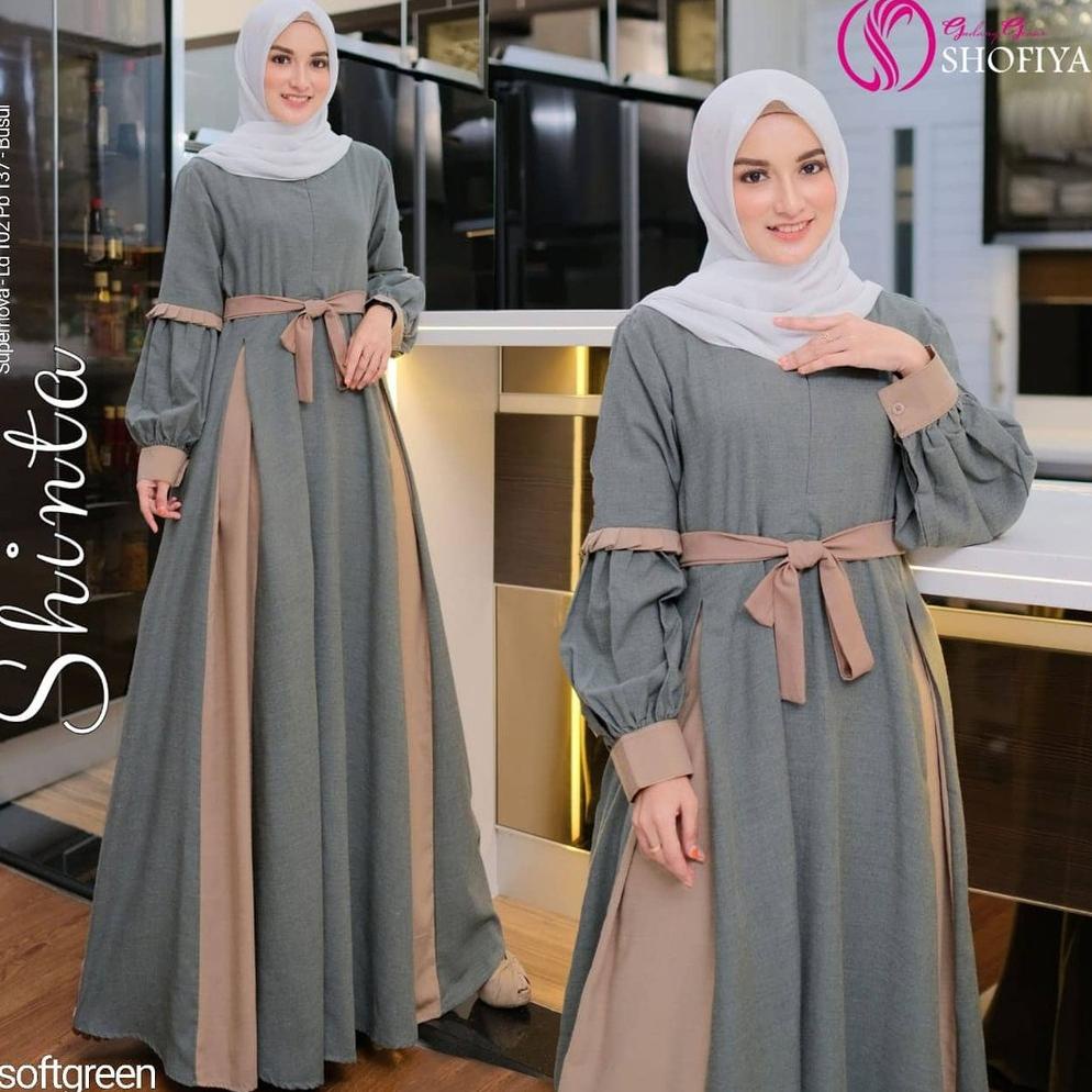 Baju Gamis Syari Muslim Murah Wanita Remaja Terbaru Shinta Maxy Dress Katun Supernova Terbaru FRZ