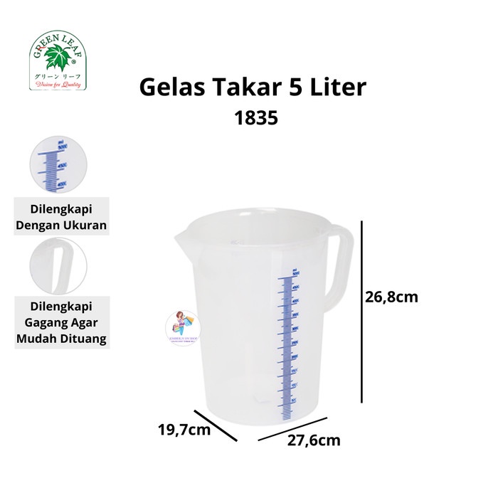 Jual Gelas Takar Green Leaf Gelas Ukur Takar 5 Liter 1835 Pengukur Shopee Indonesia 9061