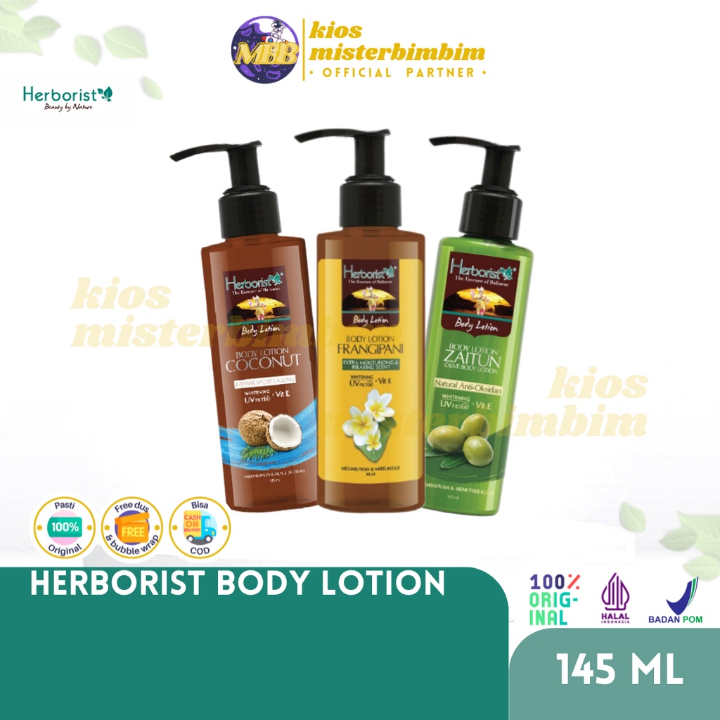 Herborist Body Lotion 145ML Coconut Frangipani Zaitun / Perawatan Tubuh Melembabkan Mencerahkan Moisturizing Brightening Whitening Sun Protection Vitamin E
