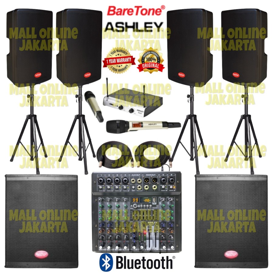 Paket speaker aktif baretone 15 inch 15rc mixer 6 ch subwoofer sw15