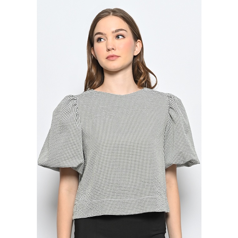 L^More Top Crop Bubble Arms 171E-Dark Green