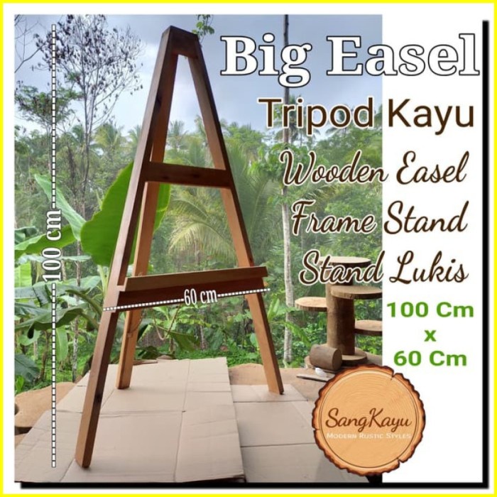 

Terlaris Wooden Easel 60X100 Frame Stand Kayu Tripod Canvas Stand Lukisan