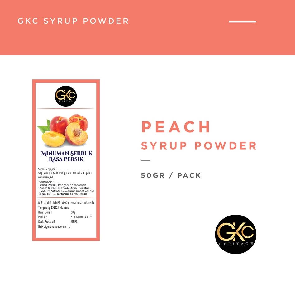 

9.9 BRANDS FESTIVAL Bubuk Sirup Peach / Persik Powder Syrup Serbuk Minuman Powder Drink GKC Heritage Konsentrat 50 gram