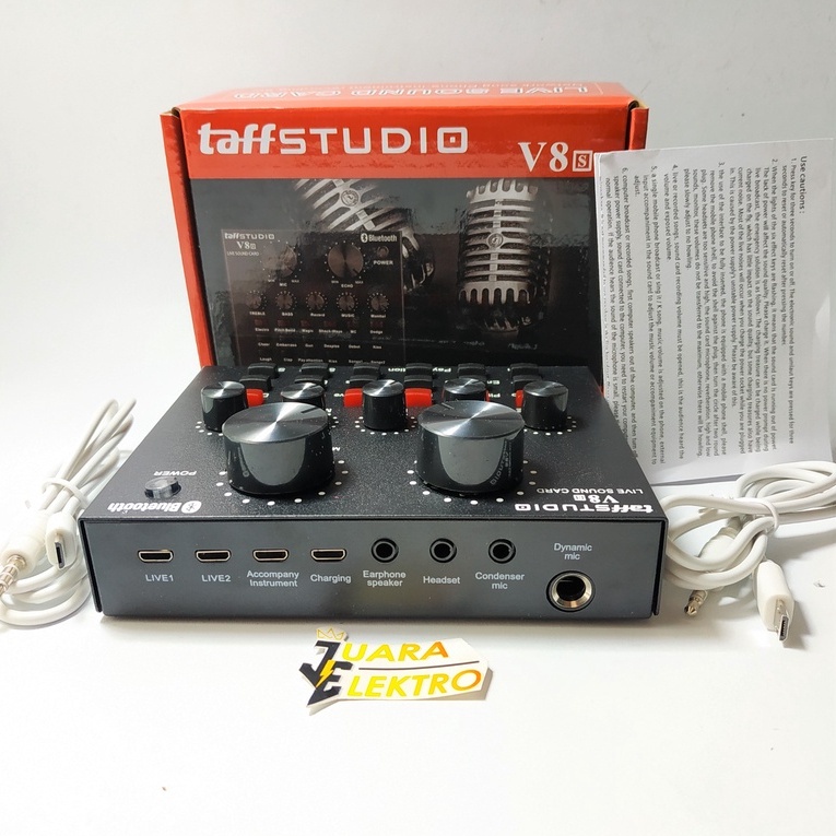 SOUNDCARD V8 TAFFSTUDIO BLUETOOTH AUDIO USB EXTERNAL LIVE MIXER BROADCAST