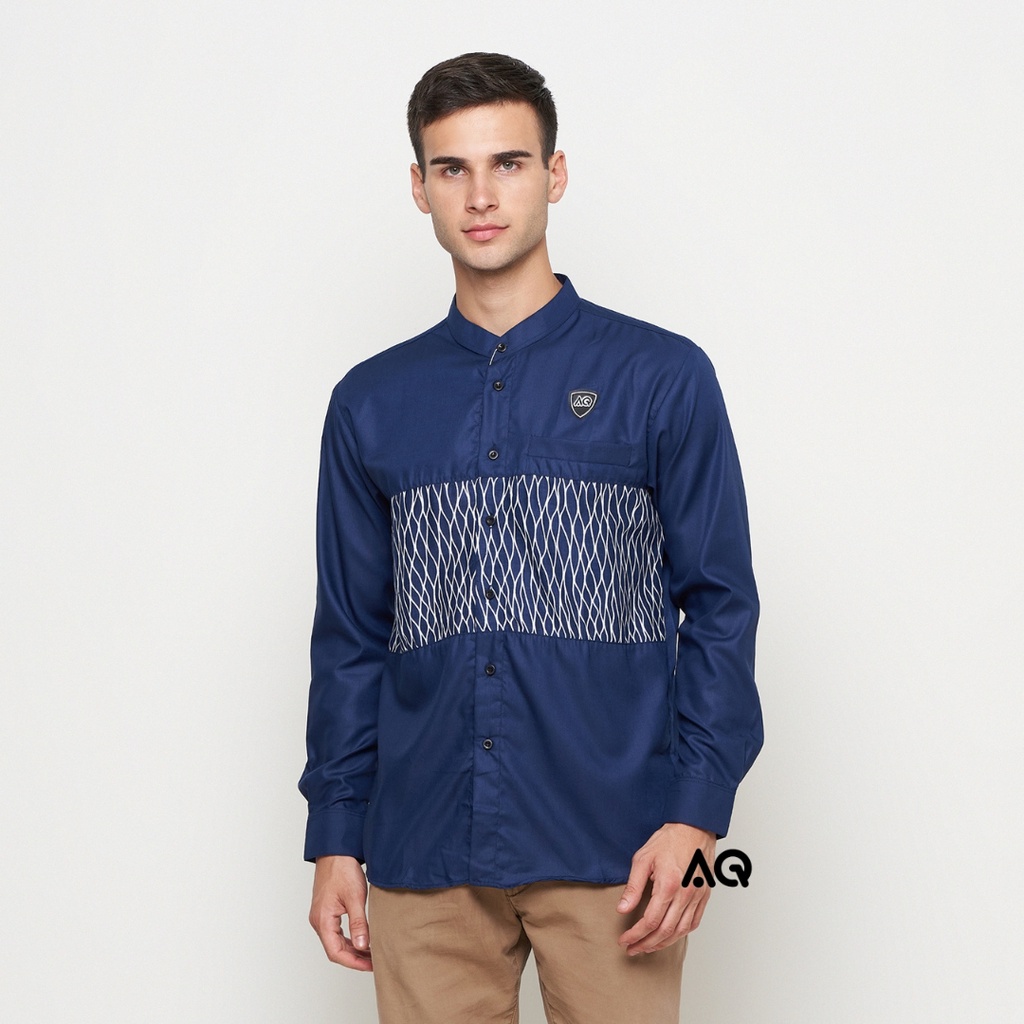 Baju Koko Pria Lengan Panjang Motif Batik Nakula Al Qorni