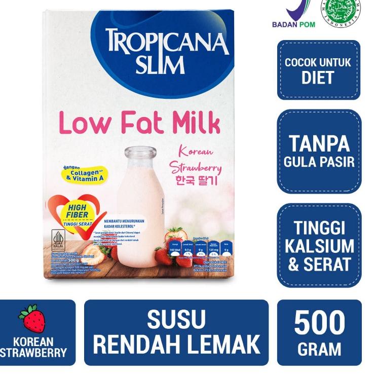 

● Tropicana Slim Low Fat Milk Korean Strawberry 500 gram – Susu Diet dengan Kolagen ▼