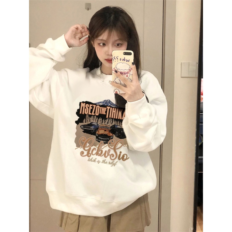 Sweater car  kaos oversize baju korean style wanita/atasan kaos wanita lengan panjang