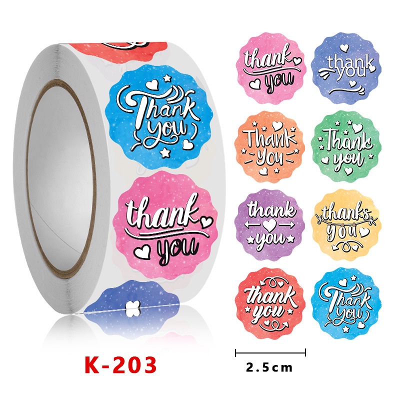 WJ1512 Stiker Thank You 1 Roll Isi 500 Pcs Sticker Label Tempel