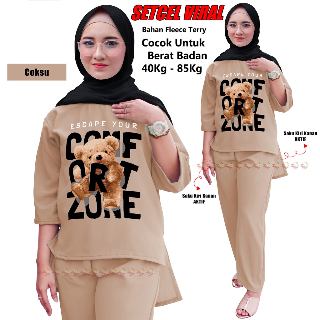 Setelan Wanita Dewasa SETCEL VIRAL SLEBEW ONESET Bisa COD &amp; Gratis Ongkir TOP MODEL 000126  cetak Mesin DTF Digital Transfer FIlem  kaos baju pakian dewasa Abg Remaja terbaru dan termurah